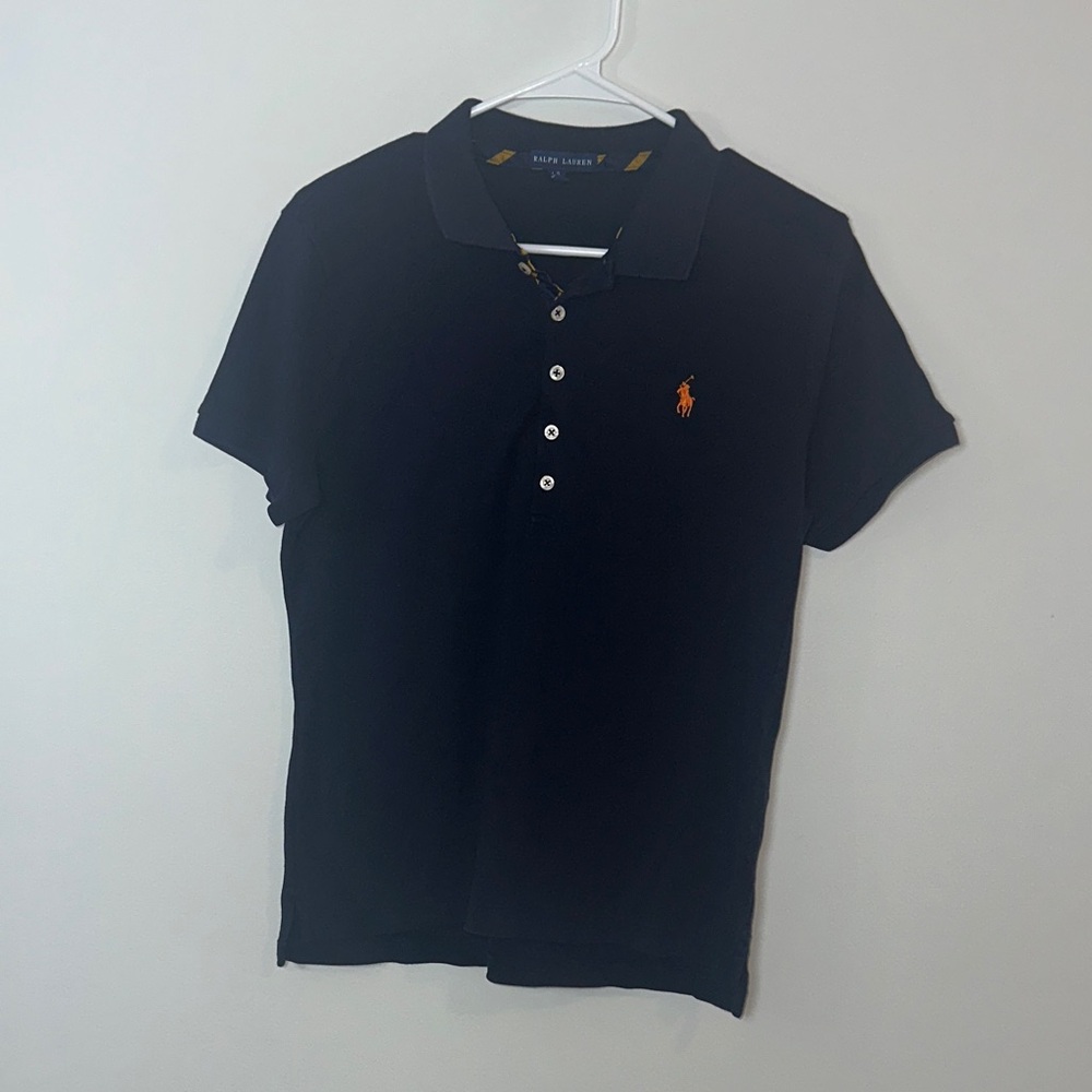 Ralph Lauren Navy Polo Shirt with Orange Logo